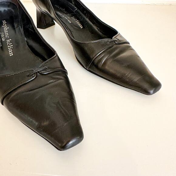 Stephane Kelian Leather Heel Pumps Black 9 - Picture 3 of 9